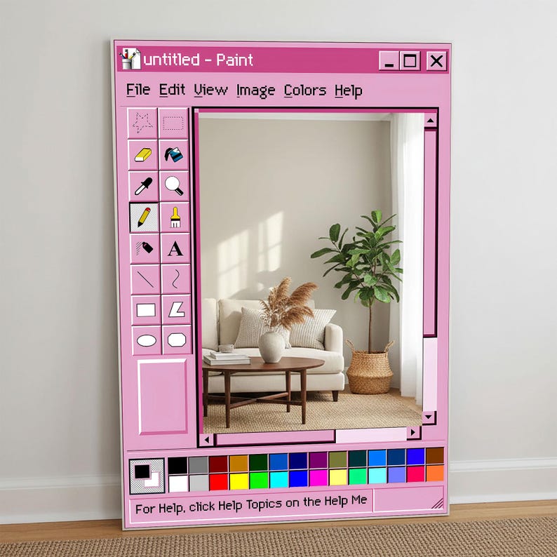 Espejo Ms Paint, decoración estilo retro de Windows 95, arte informático vintage imagen 8