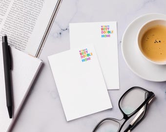 Blocchetti di post-it "World's Doodle Mom" / Articoli di cancelleria per amanti dei cani / Regalo per Cavapoo