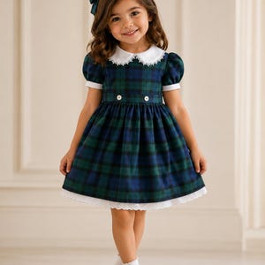 navy blue and green plaid dress Harris Plaid Dress, Navy Green