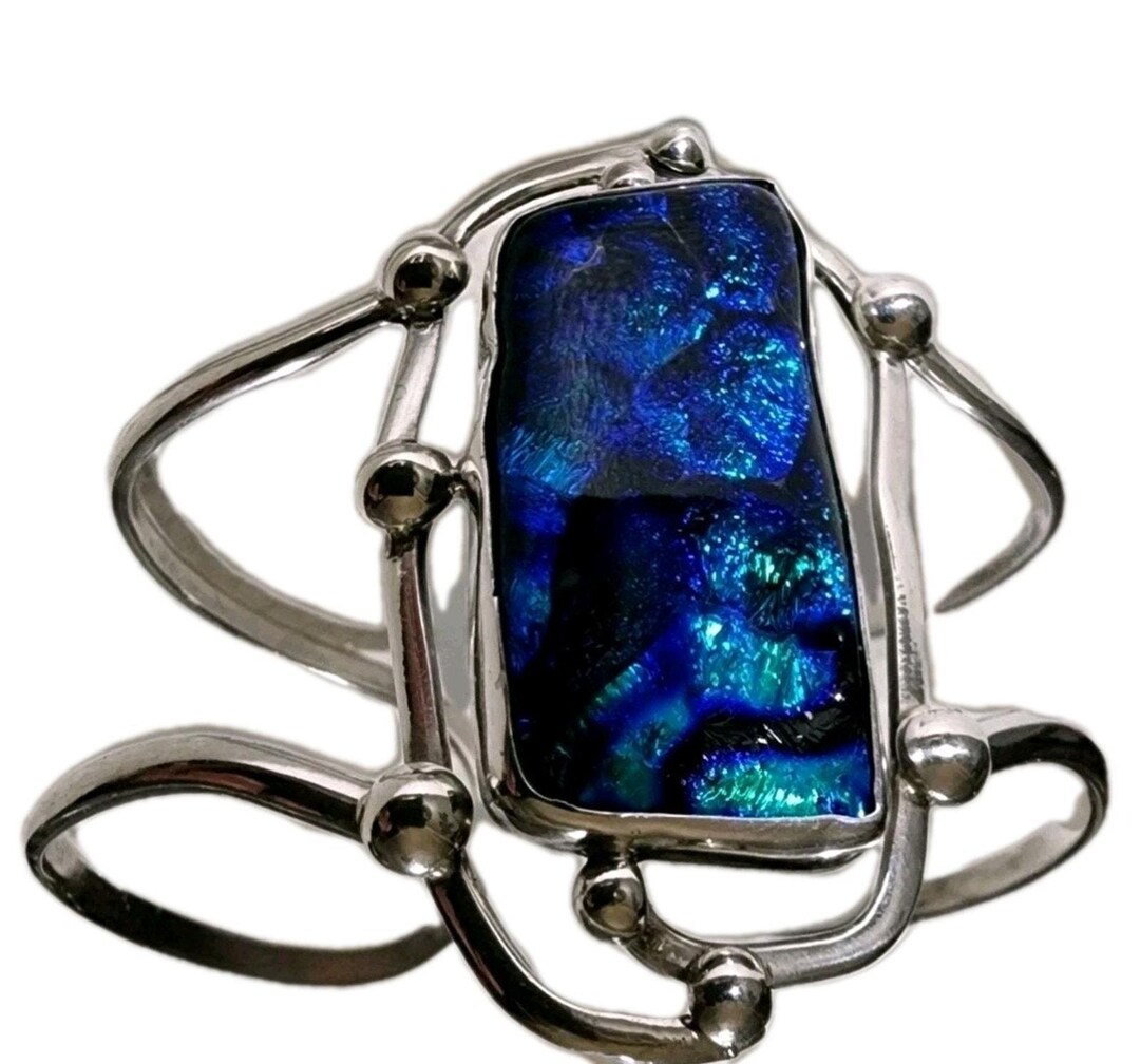 Vintage Handcrafted/one of A Kind/hallmark .950 Silver Dichroic Glass ...