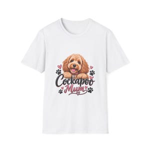 Cockapoo Mum T-shirt, cadeau voor hondenliefhebbers, roze hartjesdesign