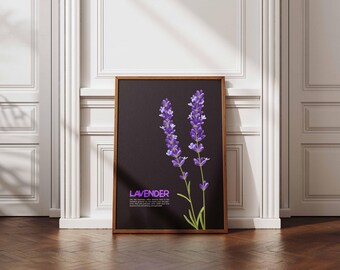 Lavendelbloemenprint, inspirerend citaat, botanische muurkunst (digitale download) #EA18