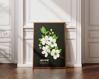 White Jasmine Wall Art with Quote, White Flower Meaningful Sympathy Gift, Digital Download #EA11