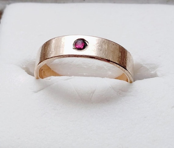 12k Gold Filled Child Ring with Tiny Ruby (c. 193… - image 1