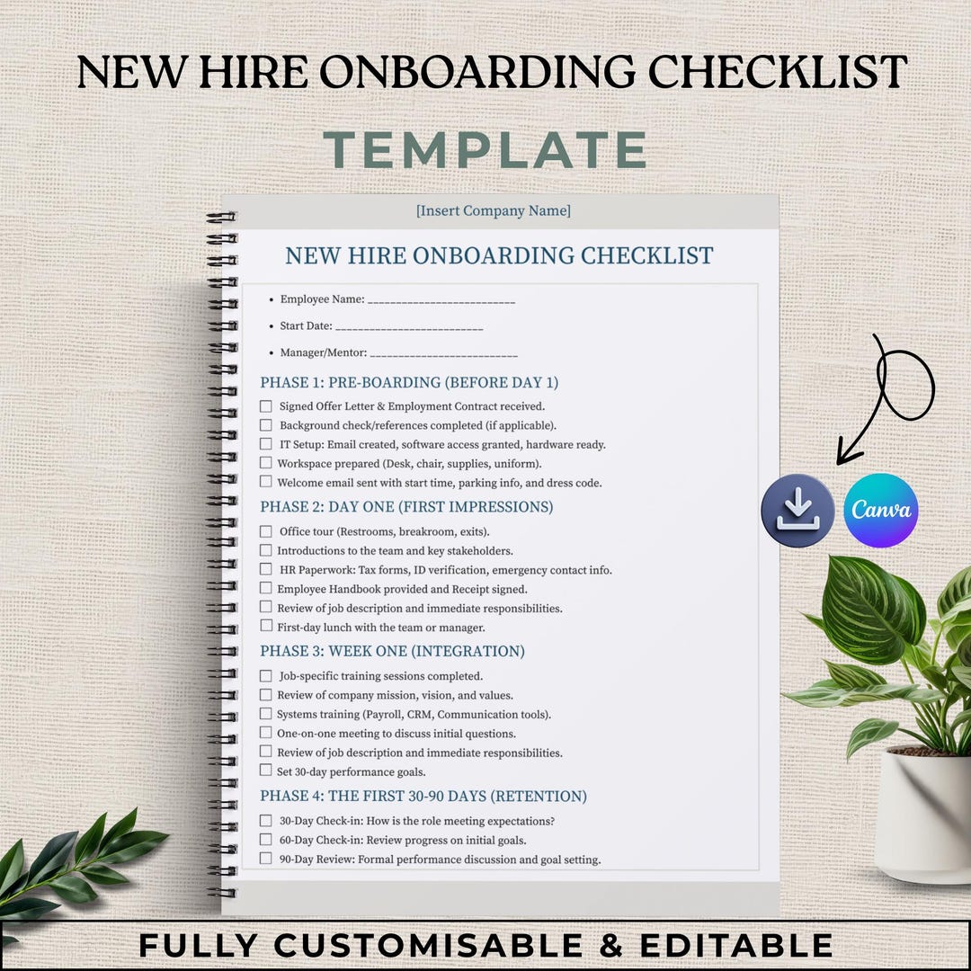 New Hire Onboarding Checklist | Employee Orientation Guide | Editable ...