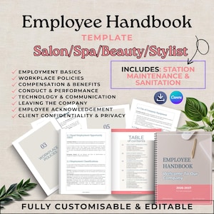 Salon Employee Handbook Template | Spa Policy Manual | Beauty Clinic Staff Guide | 2026 Updated