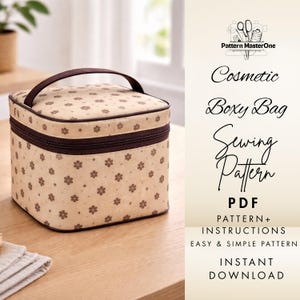 Schnittmuster Kosmetiktasche Boxy Bag PDF, Schminktasche Schnittmuster, Kosmetiktasche Schnittmuster, anfängerfreundlich, gesteppter Beutel, druckbares Muster + Anleitung