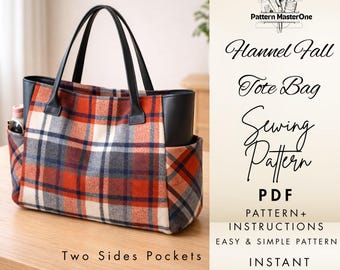 Organizer Tote Bag Sewing Pattern PDF, Multi Pocket Tote Bag, Step by ...