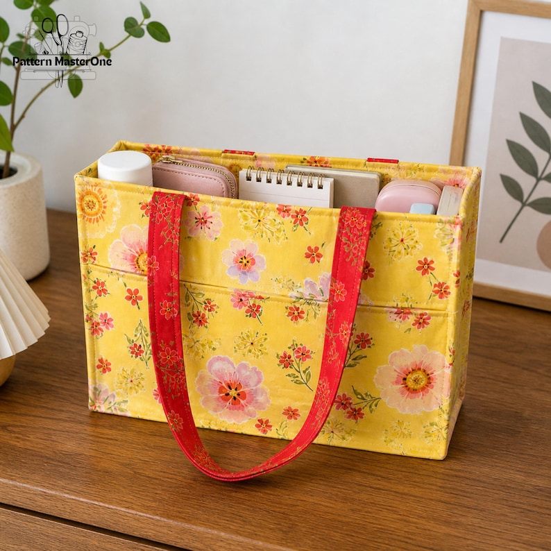 Boxy Tote Bag Sewing Pattern PDF, Beginner Friendly Tote Bag, Fabric ...