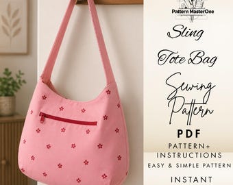 Modello di cucito per borsa a tracolla in PDF, modello facile per borsa a tracolla, istruzioni passo passo con immagini, download immediato