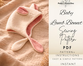 Baby Lammmütze Schnittmuster PDF, DIY Baby Hut Schritt für Schritt Fotoanleitung, druckbares Muster, sofortiger Download