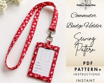 Commuter Badge Holder Sewing Pattern PDF, ID Card Holder & Lanyard Pattern, Step-by-Step Instructions, US Letter, Instant Download