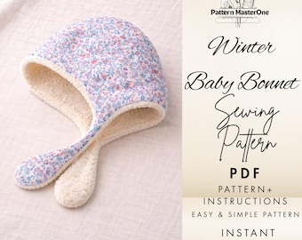 Winter Baby Mütze Schnittmuster PDF, Baby Mütze Schnittmuster, Schritt für Schritt Fotoanleitung, Neugeborenen bis Kleinkind, Größe 0-24 Monate, Instant Download