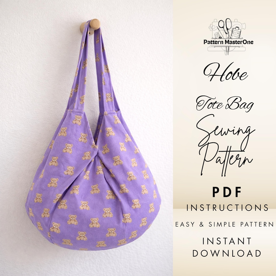 Hobo Tote Bag Sewing Pattern PDF, Slouchy Shoulder Bag Tutorial ...