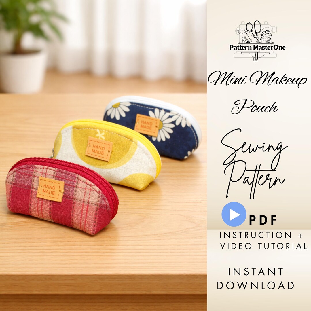 Mini Makeup Bag Sewing Pattern PDF, Easy Zipper Pouch Pattern ...