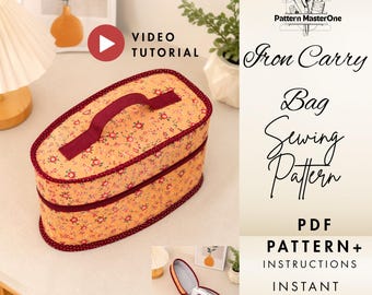 Iron Travel Case Sewing Pattern PDF, Iron Carry Bag DIY, Step-by-Step Instructions + Pattern Pieces, Video Tutorial, Instant Download