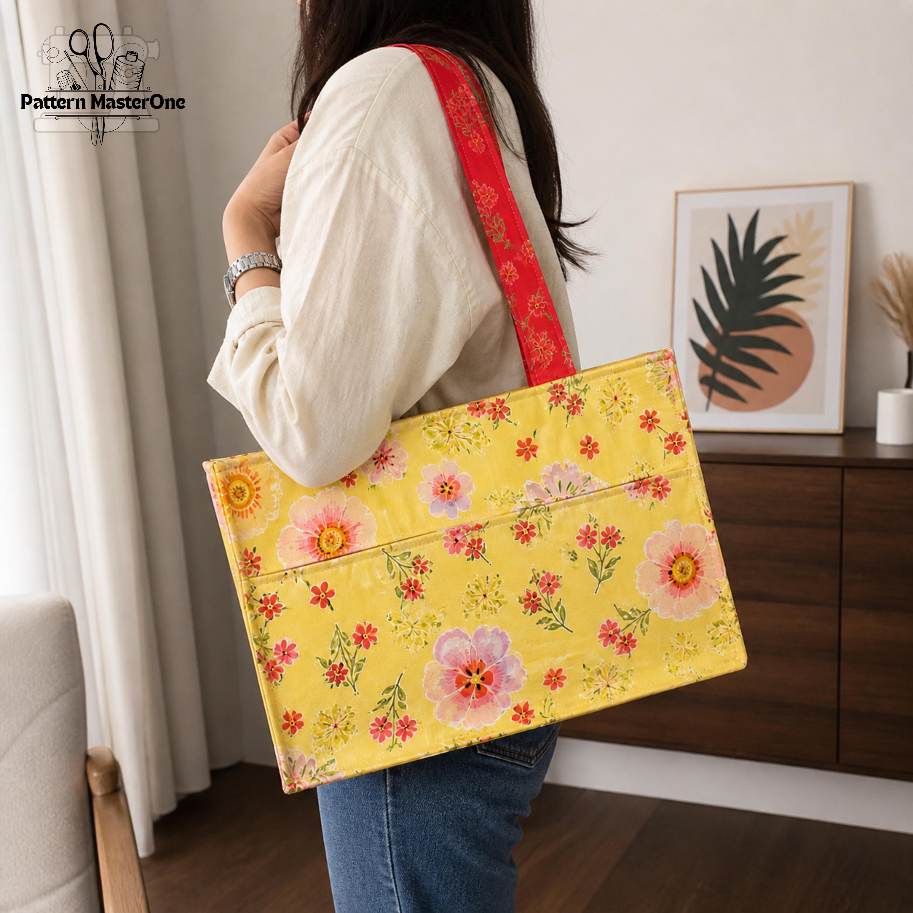Boxy Tote Bag Sewing Pattern PDF, Beginner Friendly Tote Bag, Fabric ...