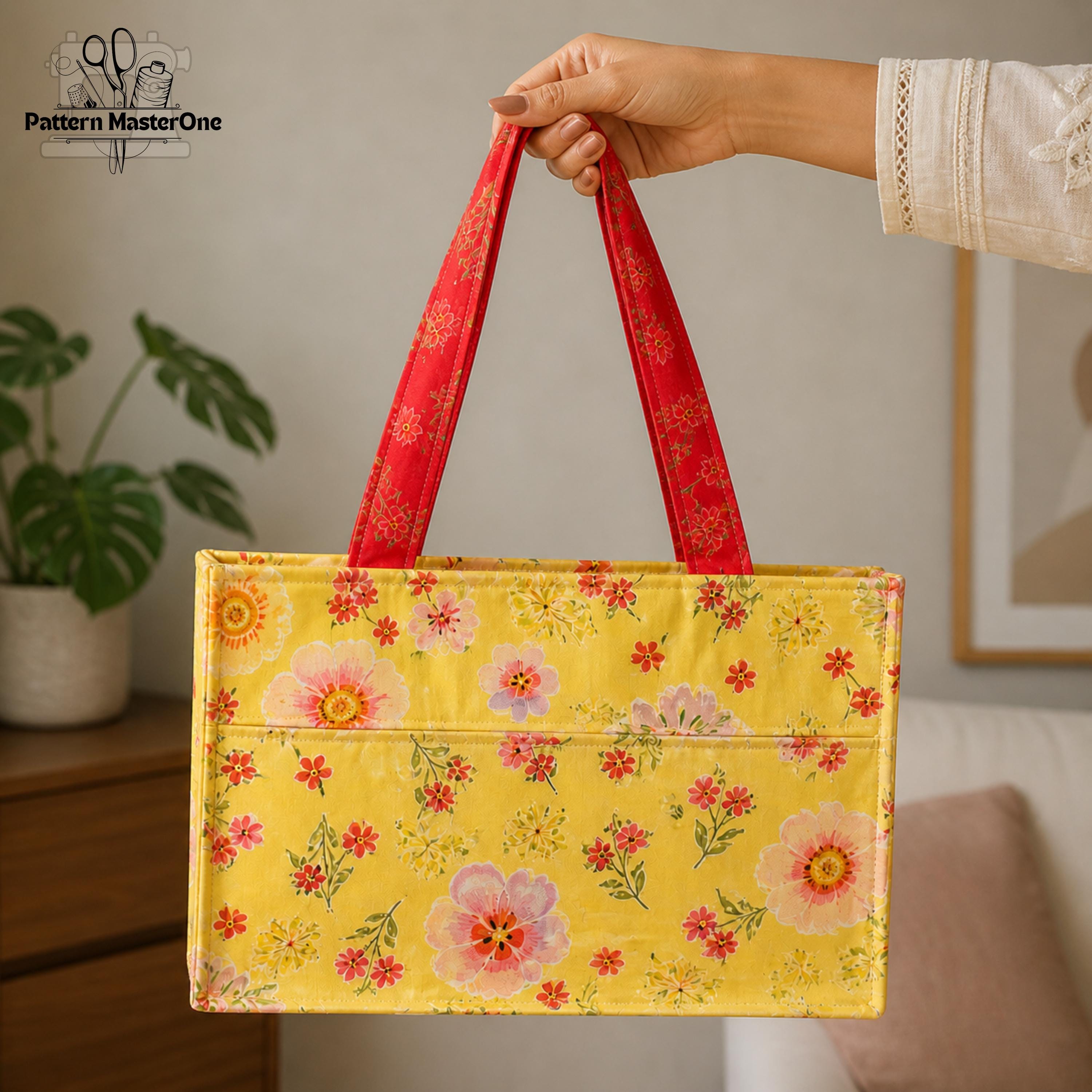 Boxy Tote Bag Sewing Pattern PDF, Beginner Friendly Tote Bag, Fabric ...