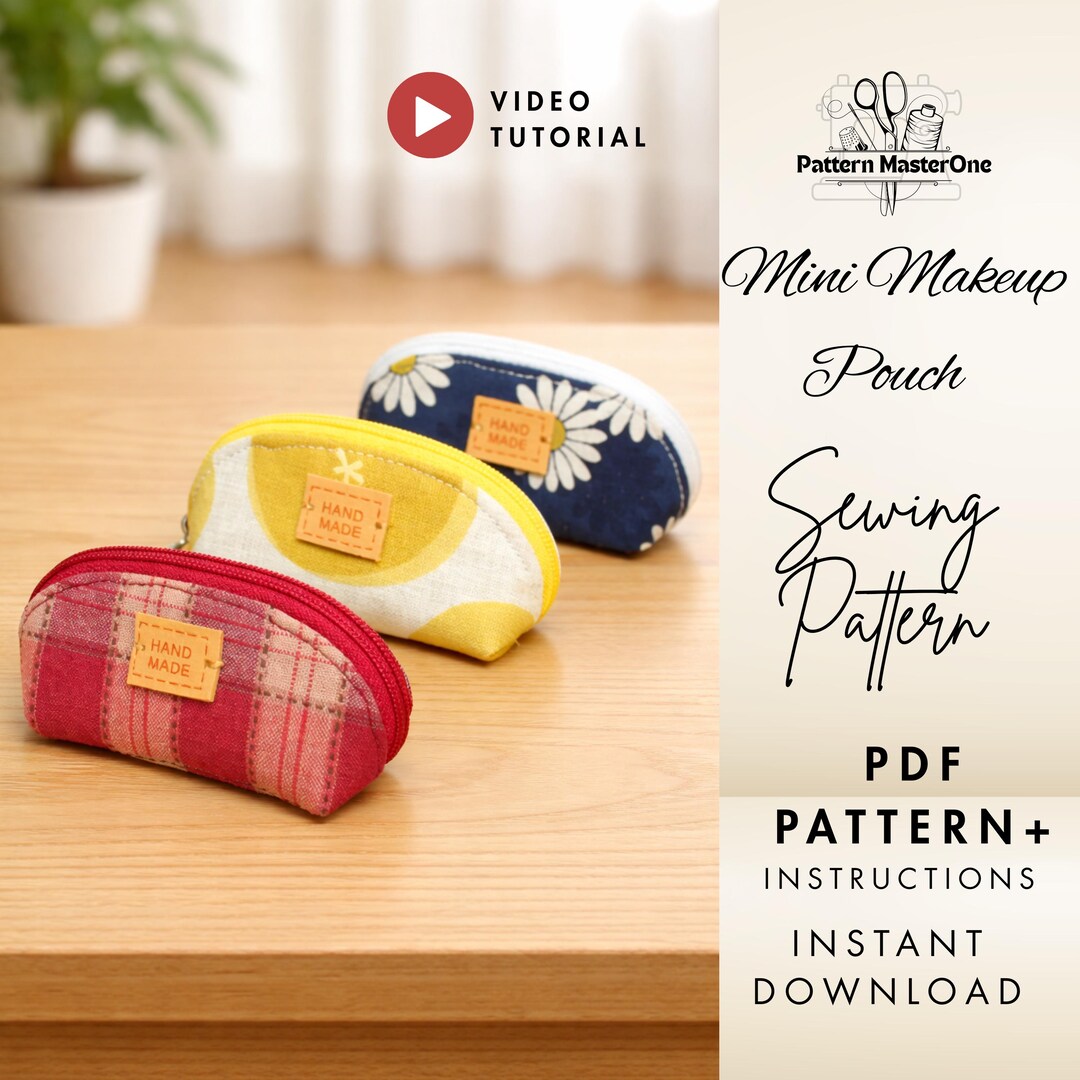 Mini Makeup Pouch Sewing Pattern PDF, Easy Zipper Pouch Pattern ...