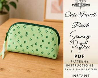 Cute Pencil Pouch PDF Sewing Pattern, Beginner Friendly Pencil Case, Step by Step Instructions + Printable Pattern, Instant Download