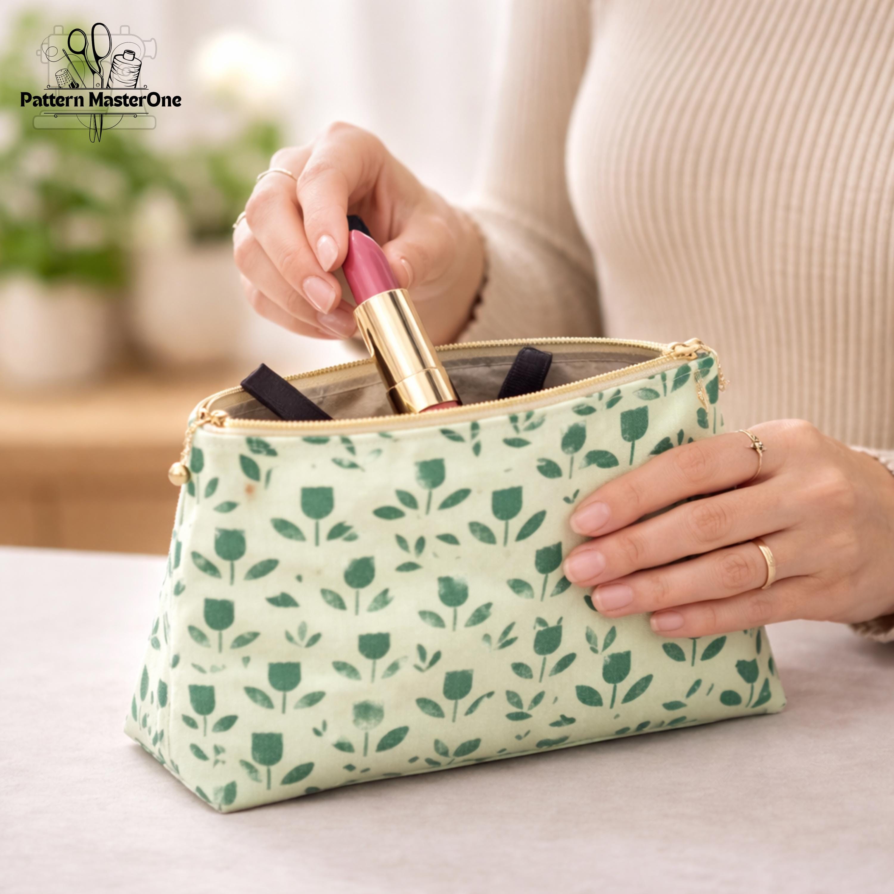 Easy Makeup Bag Sewing Pattern PDF, Zipper Pouch Tutorial, Beginner ...