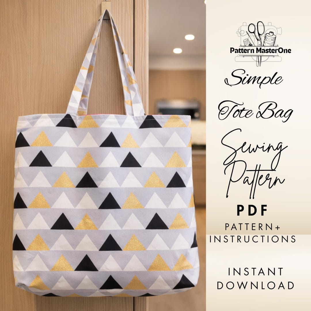 Simple Tote Bag Sewing Pattern PDF, Beginner Friendly, Step by Step ...