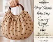 Ring Handle Tote Bag Sewing Pattern PDF, Beginner Friendly Bamboo Handle Bag, Step by Step Instructions with Photos, Instant Download