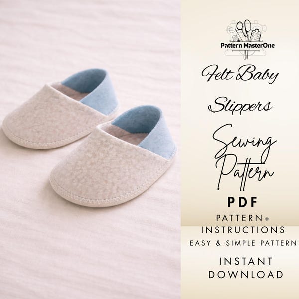 Filz Baby Hausschuhe PDF Schnittmuster, Neugeborene Booties DIY Anleitung, druckbare Vorlage, Schritt für Schritt Anleitung, Sofort Download
