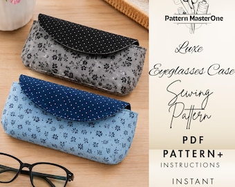 Cartamodello PDF per custodia per occhiali Luxe, modello per astuccio per occhiali, porta occhiali da sole fai da te, formato lettera USA, tutorial di cucito per principianti