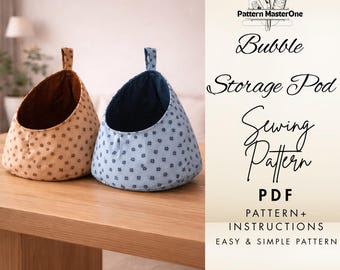 Bubble Storage Pod Sewing Pattern PDF, Easy Fabric Pod Pattern, Step-by-Step Tutorial + Printable Template, Instant Download