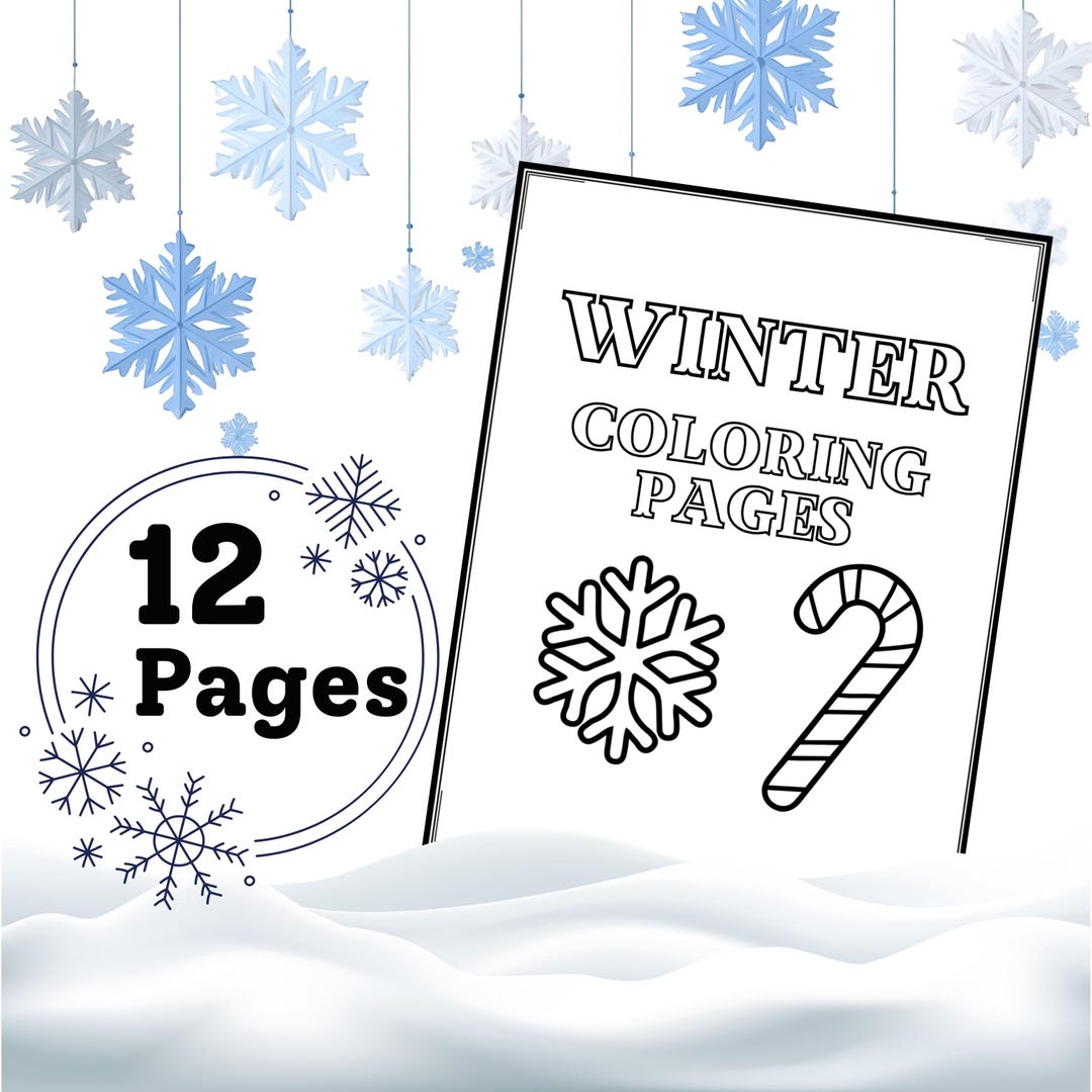 Winter Themed Coloring Pages Digital Download - Etsy