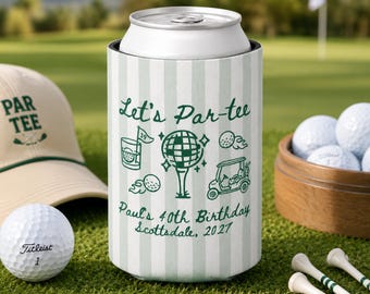 Golffödelsedagsburkkylare, personlig Let's Par-tee-kylare, anpassad 30-årsfestpresent, golfresedrinkhylsa