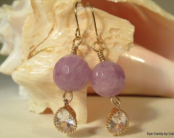 Fabulous lavender amethyst earrings with 14 karat gold filled wires and cubic zironia teardrops.