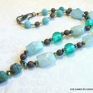 Aqua necklace aquamarine necklace with turquoise colored | Etsy