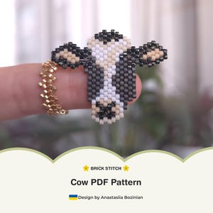 Anleitung für eine Perlenbrosche mit Kuhmotiv | Brick Stitch PDF-Video-Tutorial | Patchwork-Schmuck (Englische Untertitel)