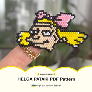 Helga Pataki Beaded Brooch Pattern | Brick Stitch Jewelry (PDF + Video Tutorial (ENG Subtitles))