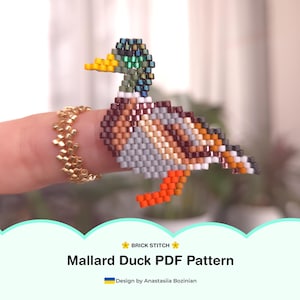 Mallard Duck Beaded Brooch Pattern | Realistic Brick Stitch Jewelry (PDF + Video Tutorial, ENG Subtitles)