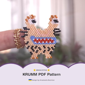 Modèle de broche perlée Krumm | Tutoriel vidéo PDF en point de brique | Bijoux patch (sous-titres anglais)