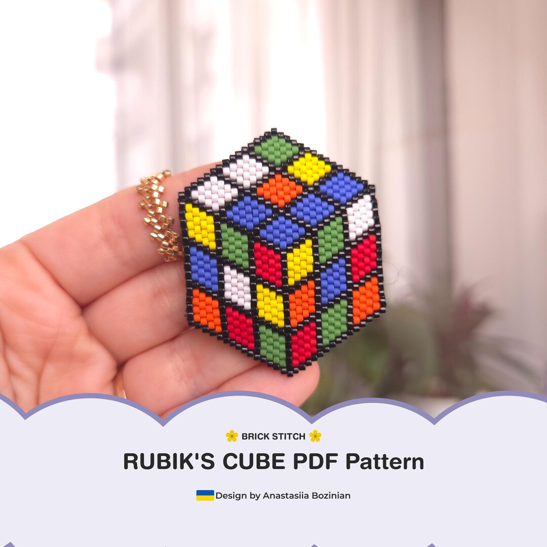 Rubik's Cube Beaded Brooch Pattern | Brick Stitch PDF Video Tutorial ...
