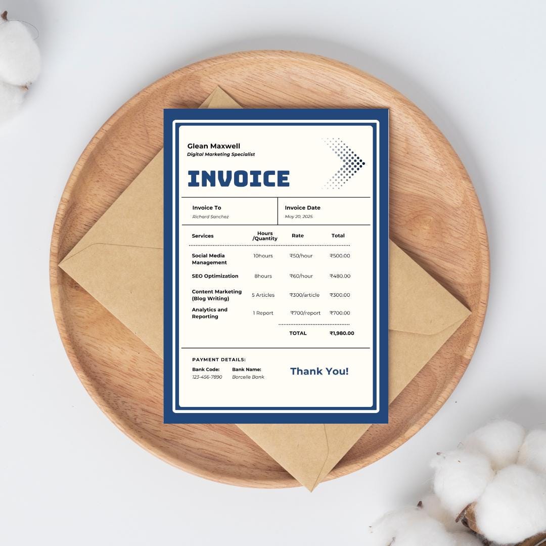 Editable Invoice Template for Google Docs, MS Word & Excel | Small ...