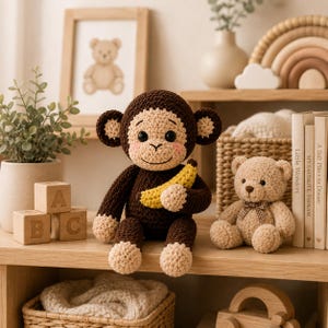 Virkad apa Amigurumi Mönster PDF, Nybörjarvänlig Handledning (Direkt Nedladdning)