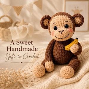 Monkey Crochet Pattern PDF, Cute Plush Toy | DIY Stuffed Animal | Instant Digital Download