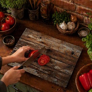 Rustic Wood Print Tempered Glass Prep Board, 8x12 Single Surface Protector