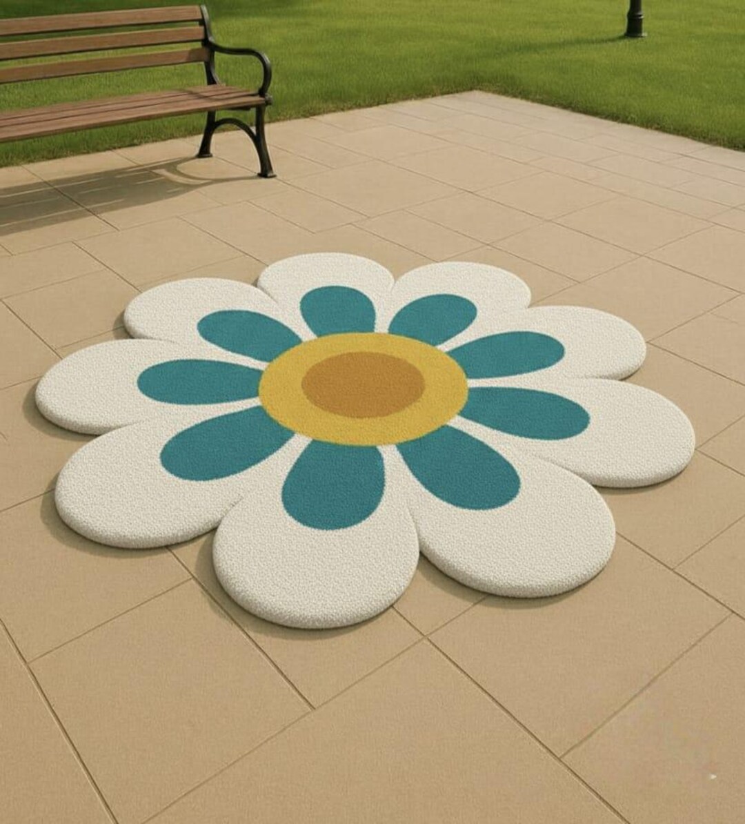Hand Tufted Daisy Flower Rug, Soft Cut Pile Round Carpet, Modern Kids ...