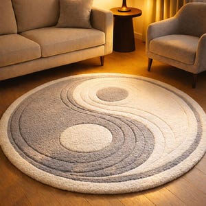 Yin Yang Rund Matta | Plyschig Minimalistisk Heminredning