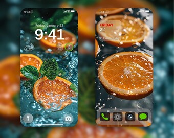 Oranje esthetische behangset | 4K iPhone Android-achtergrond | Telefoonachtergronden warm oranje citrus