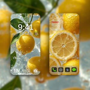 Citroen esthetische behangset | 4K iPhone Android-achtergrond | Minimale citrusesthetiek afbeelding 4