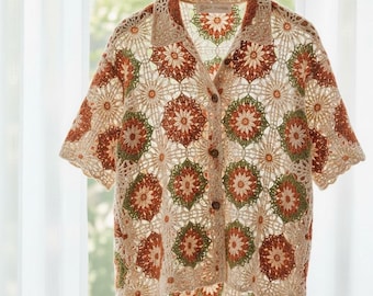 Handmade Crochet Granny Square Top