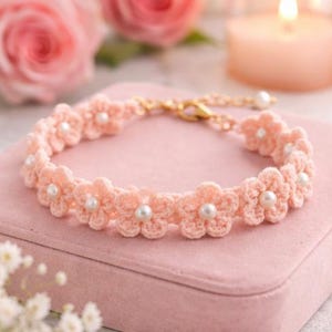Patroon gehaakte bloemenarmband, zelfstudie kralensieraden (pdf-download)