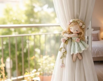 Crochet Fairy Curtain Holder Pattern – Whimsical Floral Tieback (Digital Download)